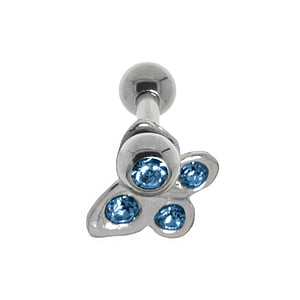 Ear piercing Surgical Steel 316L silver-plated brass Crystal Butterfly