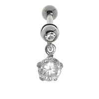 Piercing d'oreille en Acier chirurgical 316L avec Laiton revtu dargent, Cristal et Zircon. Pas-de-vis:1,2mm. Longueur de la tige:5mm. Largeur:5mm.