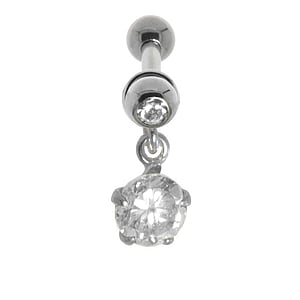 Ear piercing Surgical Steel 316L silver-plated brass Crystal zirconia