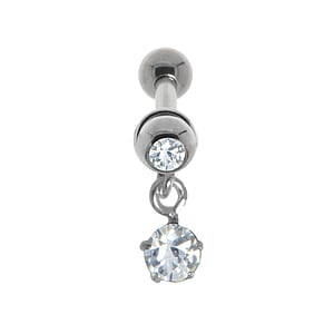 Ear piercing Surgical Steel 316L silver-plated brass Crystal zirconia
