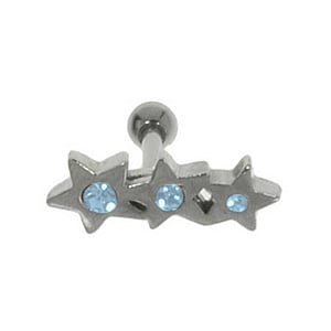 Ear piercing Surgical Steel 316L Crystal silver-plated brass Star
