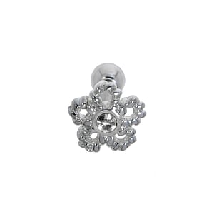 Ear piercing Surgical Steel 316L silver-plated brass Crystal Flower