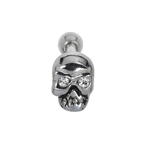 Ear piercing Surgical Steel 316L silver-plated brass Crystal Skull Skeleton