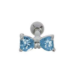 Ear piercing Surgical Steel 316L silver-plated brass zirconia Ribbon Bow Hair_bow