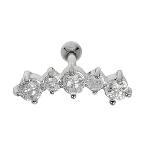 Ear piercing Surgical Steel 316L silver-plated brass zirconia