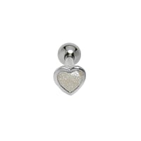 Piercing d'oreille en Acier chirurgical 316L avec Laiton revtu dargent et mail. Pas-de-vis:1,2mm. Longueur de la tige:6mm. Largeur:4mm.  Coeur Amour