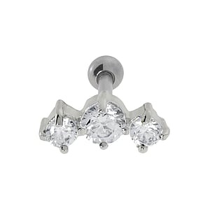 Piercing orecchio Metallo chirurgico 316L Ottone con rivestimento in argento Zircone