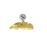 Ohrpiercing aus Chirurgenstahl 316L mit Gold-Beschichtung (vergoldet) und Messing mit Silberbeschichtung. Stablnge:6mm. Gewinde:1,2mm. Breite:10mm.  Feder