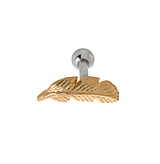 Piercing orecchio Metallo chirurgico 316L Dorato Ottone con rivestimento in argento Penna Piuma