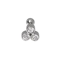 Ear piercing out of Surgical Steel 316L with zirconia. Bar length:6mm. Thread:1,2mm. Width:5,7mm.