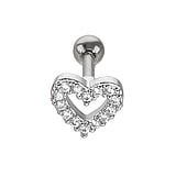 Piercing orecchio Metallo chirurgico 316L Cristallo Cuore Amore