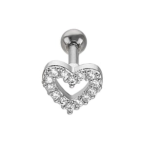 Ear piercing Surgical Steel 316L Crystal Heart Love