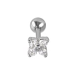 Ohrpiercing Chirurgenstahl 316L Silber 925 rhodiniert Zirkonia Blume Blatt Pflanzenmuster Florales_Muster