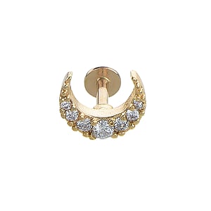 Ear piercing Surgical Steel 316L PVD-coating (gold color) Crystal Moon Half_moon Half-moon