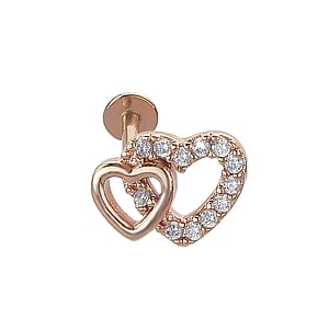 Ohrpiercing Chirurgenstahl 316L Kristall PVD Beschichtung (goldfarbig) Herz Liebe