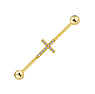 Industrial Piercing zirconia Surgical Steel 316L PVD-coating (gold color) Cross