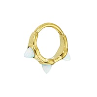 Piercing orecchio in Metallo chirurgico 316L con Rivestimento PVD (colore oro) e Synthetic opal. Diametro:8mm.  Goccia Forma di goccia