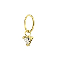 Ear piercing out of Surgical Steel 316L with PVD-coating (gold color) and Crystal. Cross-section:0,8mm. Diameter:8mm. Width:6mm. Shiny. Stone(s) are fixed in setting.  Triangle