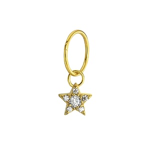 Piercing de oreja Acero quirrgico Revestimiento PVD (color oro) Cristal Estrella