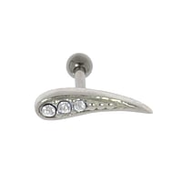 Piercing d'oreille en Acier chirurgical 316L avec Cristal et Laiton revtu dargent. Pas-de-vis:1,2mm. Longueur de la tige:6mm. Largeur:14mm.  Goutte Forme de goutte