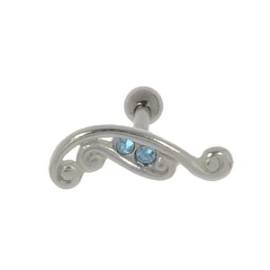 Piercing orecchio Metallo chirurgico 316L Ottone con rivestimento in argento Cristallo Onda Spirale