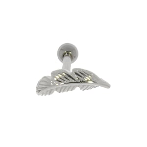 Ear piercing Surgical Steel 316L silver-plated brass Feather