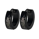 Hoops Surgical Steel 316L Black PVD-coating Tribal_pattern