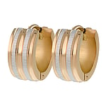 Hoops out of Surgical Steel 316L with PVD-coating (gold color). Width:6mm. Diameter:13mm.  Stripes Grooves Rills Lines