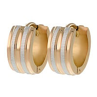 Hoops out of Surgical Steel 316L with PVD-coating (gold color). Width:6mm. Diameter:13mm.  Stripes Grooves Rills Lines