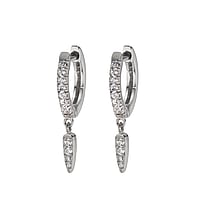 Fashion dangle earrings out of Surgical Steel 316L with Crystal. Width:2mm. Diameter:13,5mm. Length:23mm. Stone(s) are fixed in setting.  Drop drop-shape waterdrop