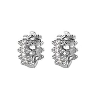 Fashion dangle earrings out of Surgical Steel 316L with Crystal. Width:6mm. Diameter:14mm. Stone(s) are fixed in setting.