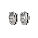 Surgical steel hoop earrings Diameter:13mm. Width:4mm. Shiny. Rounded.  Stripes Grooves Rills Lines