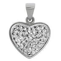 Stainless steel pendant with Crystal. Width:15mm. Eyelet's transverse diameter:3,6mm. Eyelet's longitudinal diameter:4,5mm.  Heart Love