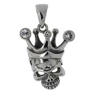 Stainless steel pendant Stainless Steel Crystal Skull Skeleton Crown