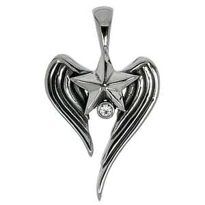 Stainless steel pendant Stainless Steel Crystal Star Wings