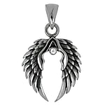 Stainless steel pendant with Crystal. Width:25mm. Eyelet's transverse diameter:4mm. Eyelet's longitudinal diameter:7,2mm.  Wings