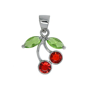 Pendentif en acier Acier inoxydable Cristal Cerises