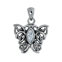 Stainless steel pendant with Crystal. Width:23mm. Eyelet's transverse diameter:3,3mm. Eyelet's longitudinal diameter:5,7mm.  Tribal pattern Butterfly