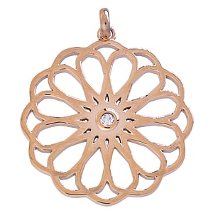 Stainless steel pendant Stainless Steel Gold-plated zirconia Flower