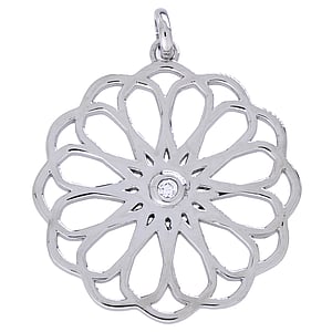 Pendentif en acier Acier inoxydable Zircon Fleur