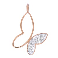 Stainless steel pendant with Gold-plated and Crystal. Width:25mm. Eyelet's transverse diameter:2,1mm. Eyelet's longitudinal diameter:3,8mm. Shiny.  Butterfly