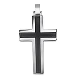 Stainless steel pendant Stainless Steel Black PVD-coating Cross