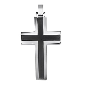 Pendentif en acier Acier inoxydable Revtement PVD noir Croix