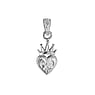 Pendentif en acier Acier inoxydable Coeur Amour Couronne Feuille Motif_floral