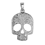 Colgante de acero inoxidable Acero fino Calavera Crneo Hueso Hoja Diseo_floral