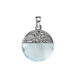 Shell pendant Stainless Steel Mother of Pearl Leaf Plant_pattern