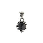 Stone pendant out of Stainless Steel with Black onyx. Width:14mm. Eyelet's transverse diameter:5,2mm. Eyelet's longitudinal diameter:7,1mm. Shiny.  Leaf Plant pattern