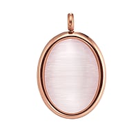 Stainless steel pendant out of Glass with PVD-coating (gold color). Width:17mm. Length:22mm. Eyelet's transverse diameter:3,3mm. Eyelet's longitudinal diameter:3,3mm. Shiny.