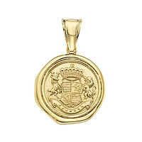 Stainless steel pendant with Gold-plated. Width:22mm. Eyelet's transverse diameter:4,8mm. Eyelet's longitudinal diameter:8,1mm. Shiny.  Lion Crown