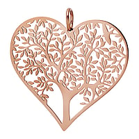 Stainless steel pendant with PVD-coating (gold color). Width:54,5mm. Eyelet's transverse diameter:7,9mm. Eyelet's longitudinal diameter:7,9mm. Shiny.  Heart Love Tree Tree of Life